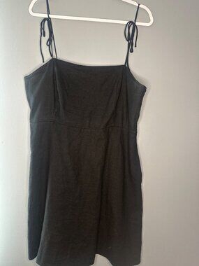 Old Navy Black Linen Blend Spaghetti Strap Smocked Tunic Top XL beach resortwear